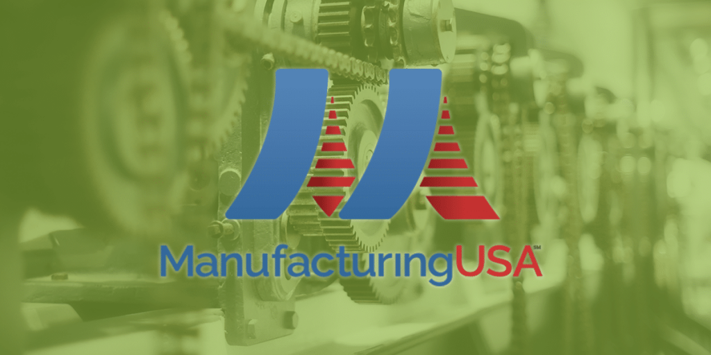 Manufacturing USA Logo infront of machine gears