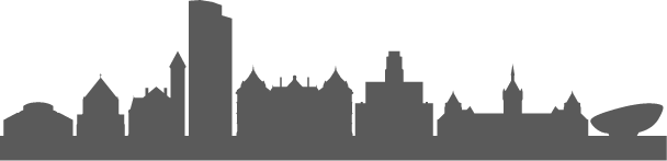 Monochrome silhouette image of the Albany, New York skyline