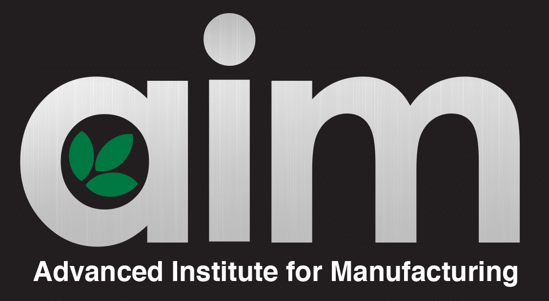 AIM (Advanced Institute for Manufacturing) logo, white letters on a black background