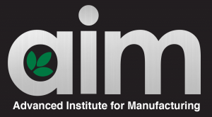 Advanced Institute for Manufacturing logo, white on black background