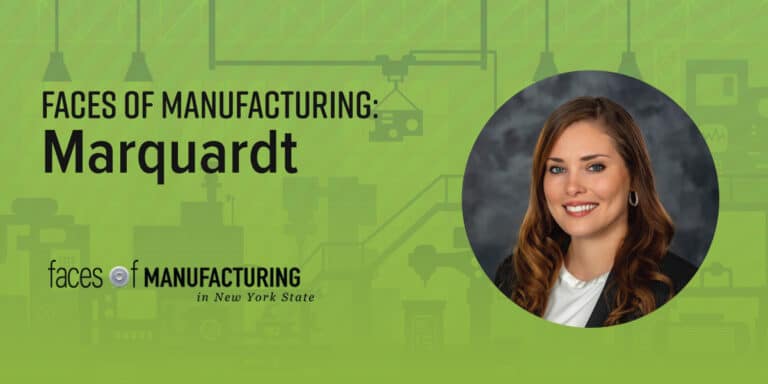 Faces of Manufacturing Banner ad for Marquardt with professional picture of woman