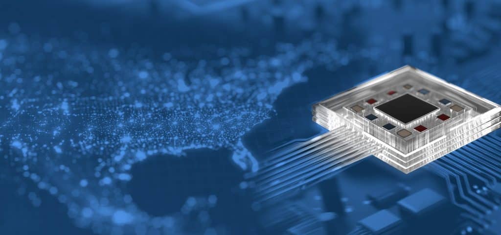 GlassImage blue Background and Colored Semiconductor Glass Chip