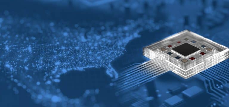 GlassImage blue Background and Colored Semiconductor Glass Chip