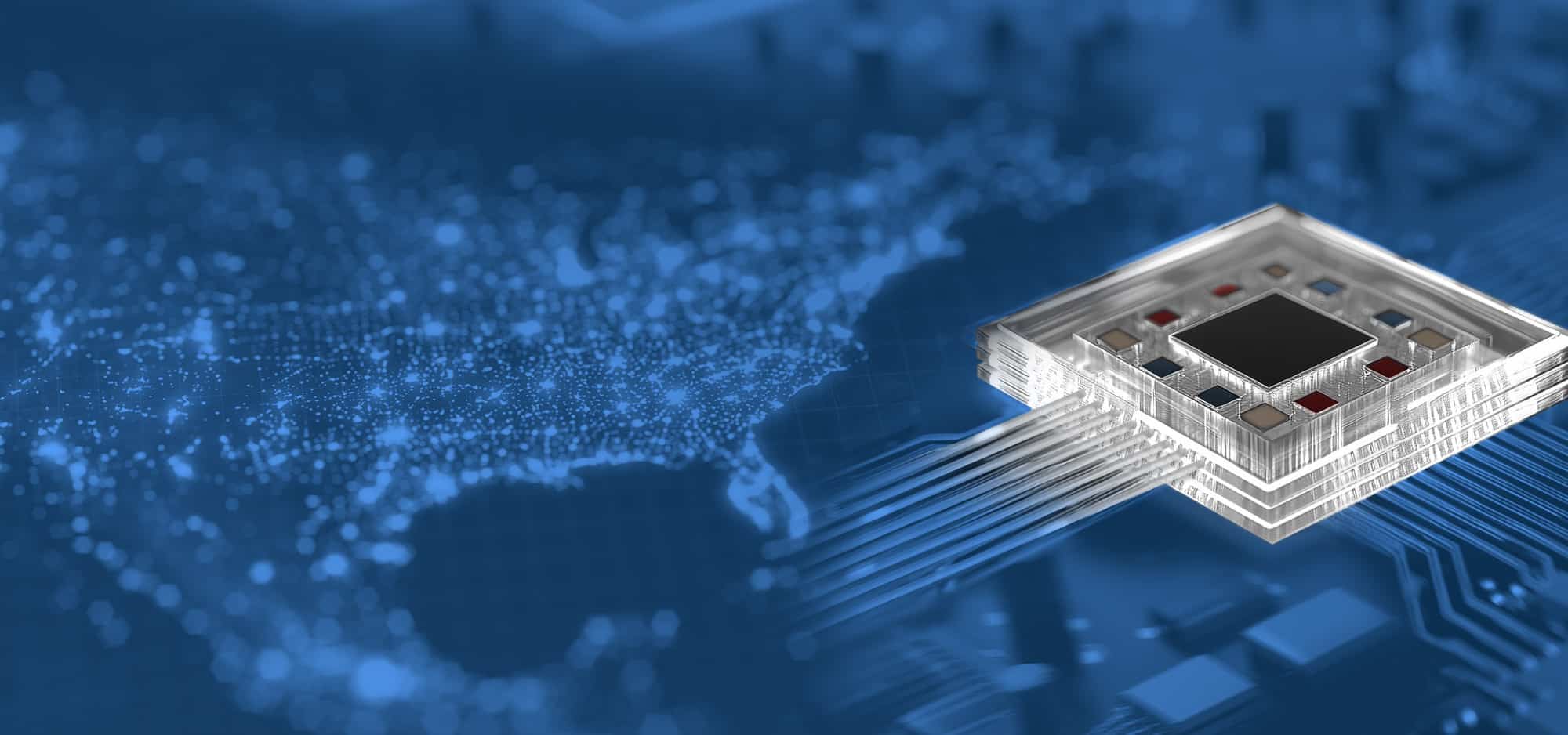 GlassImage blue Background and Colored Semiconductor Glass Chip