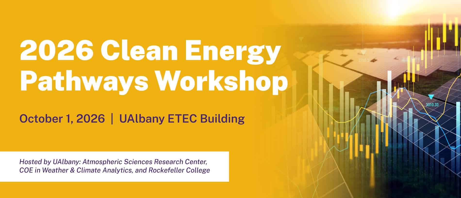 2026 Clean Energy Pathways Workshop event banner for October 1st event at UAlbany.